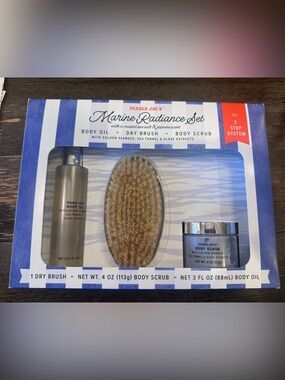 Trader Joe's Marine Radiance Set - Blue Body Scrub & Dry Brush Gift Set